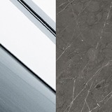Frame: satin metal polished steel + Blad: marble Stone Grey 