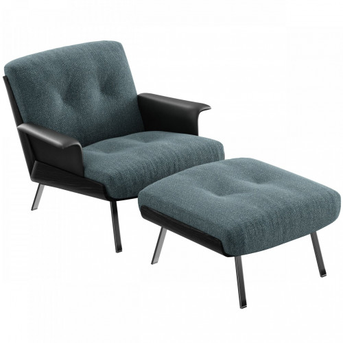 Daiki lounge armchair fabric + ottoman