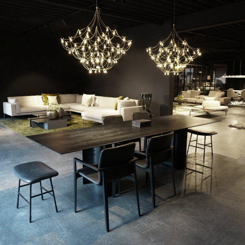 Jeff tafel – Garda stoel – Hinge kruk - 2x Galaxy lamp